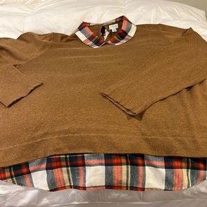 JCrew Factory - camel woven collar/hem sweater